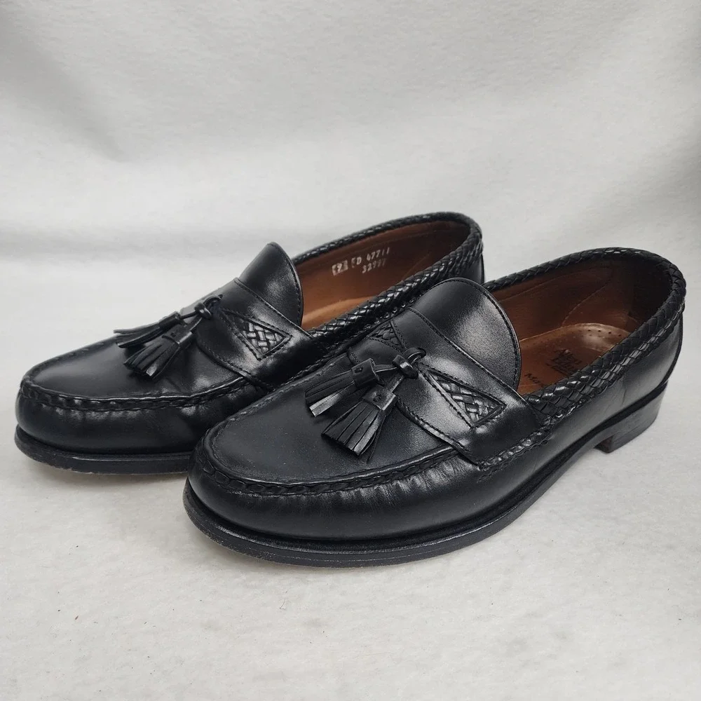 Allen Edmonds Maxfield Mens 9D Loafer Black Leather Tassel Moc Toe Casual Shoes